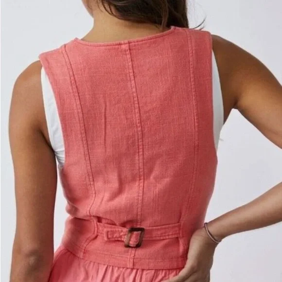 Free People NWT Charley linen blend vest - Picture 2 of 5